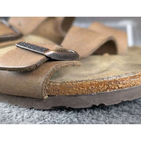 Birkenstock Sandals Womens Size 37 Arizona Slip On Slide Brown Leather Buckle - Picture 8 of 10